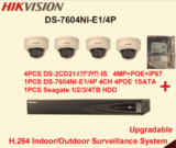 Hikvision H.264 CCTV System 4 PCS IP Dome Camera POE + 6MP 4 CH 2-SATA 4-POE NVR Complete KIT