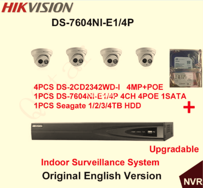 Hikvision H.264 CCTV System 4 PCS IP Dome Camera POE + 6MP 4-CH -4-POE NVR Complete KIT